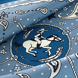 シルクバンダナ 《ロデオ・デ・フルーツ》 - ブルー | Hermès